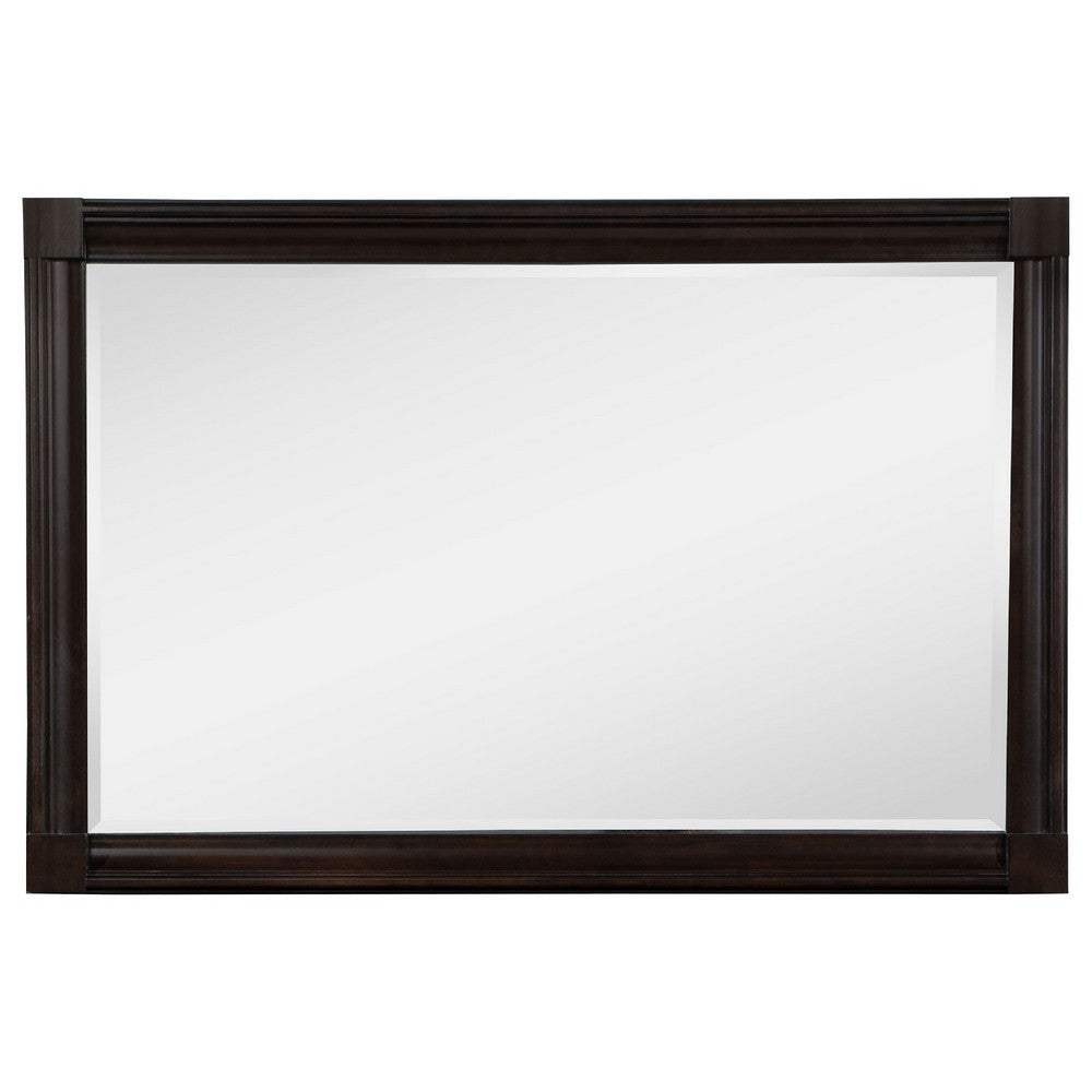 Meon Dresser Mirror, Dark Oak Brown Wood Frame, Rectangular 32 Inch - BM337944