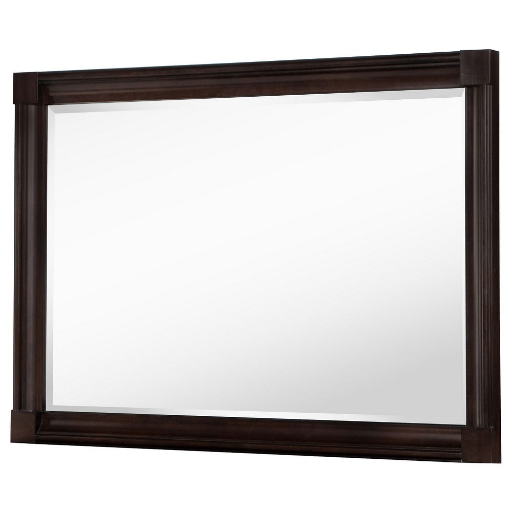 Meon Dresser Mirror, Dark Oak Brown Wood Frame, Rectangular 32 Inch - BM337944
