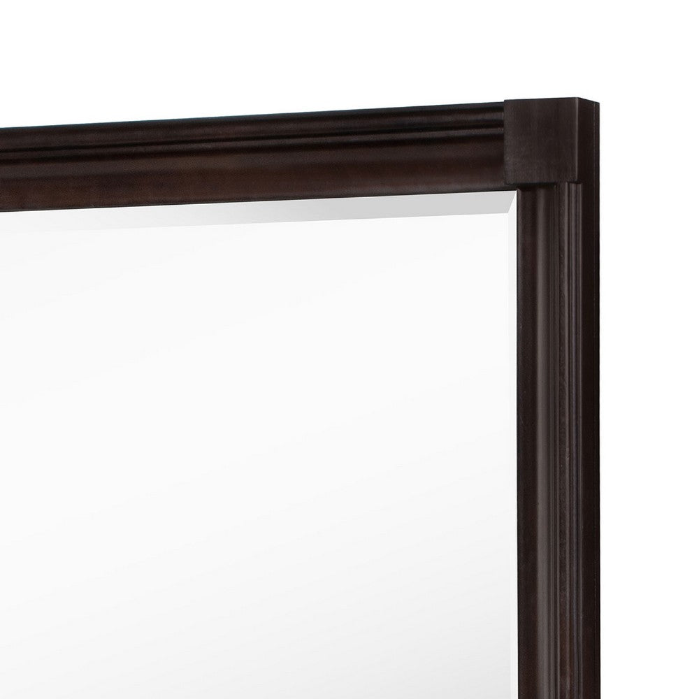 Meon Dresser Mirror, Dark Oak Brown Wood Frame, Rectangular 32 Inch - BM337944