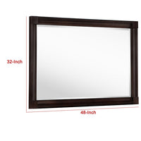 Meon Dresser Mirror, Dark Oak Brown Wood Frame, Rectangular 32 Inch - BM337944