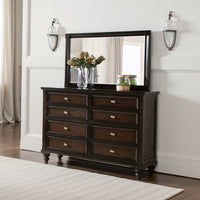 Meon Dresser Mirror, Dark Oak Brown Wood Frame, Rectangular 32 Inch - BM337944