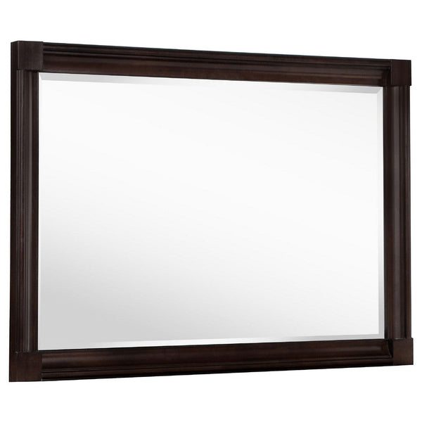 Meon Dresser Mirror, Dark Oak Brown Wood Frame, Rectangular 32 Inch - BM337944