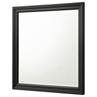 Lila Dresser Mirror, Rectangular Black Wood, Beveled Glass, 36 Inch - BM337946