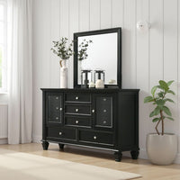 Lila Dresser Mirror, Rectangular Black Wood, Beveled Glass, 36 Inch - BM337946