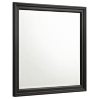 Lila Dresser Mirror, Rectangular Black Wood, Beveled Glass, 36 Inch - BM337946