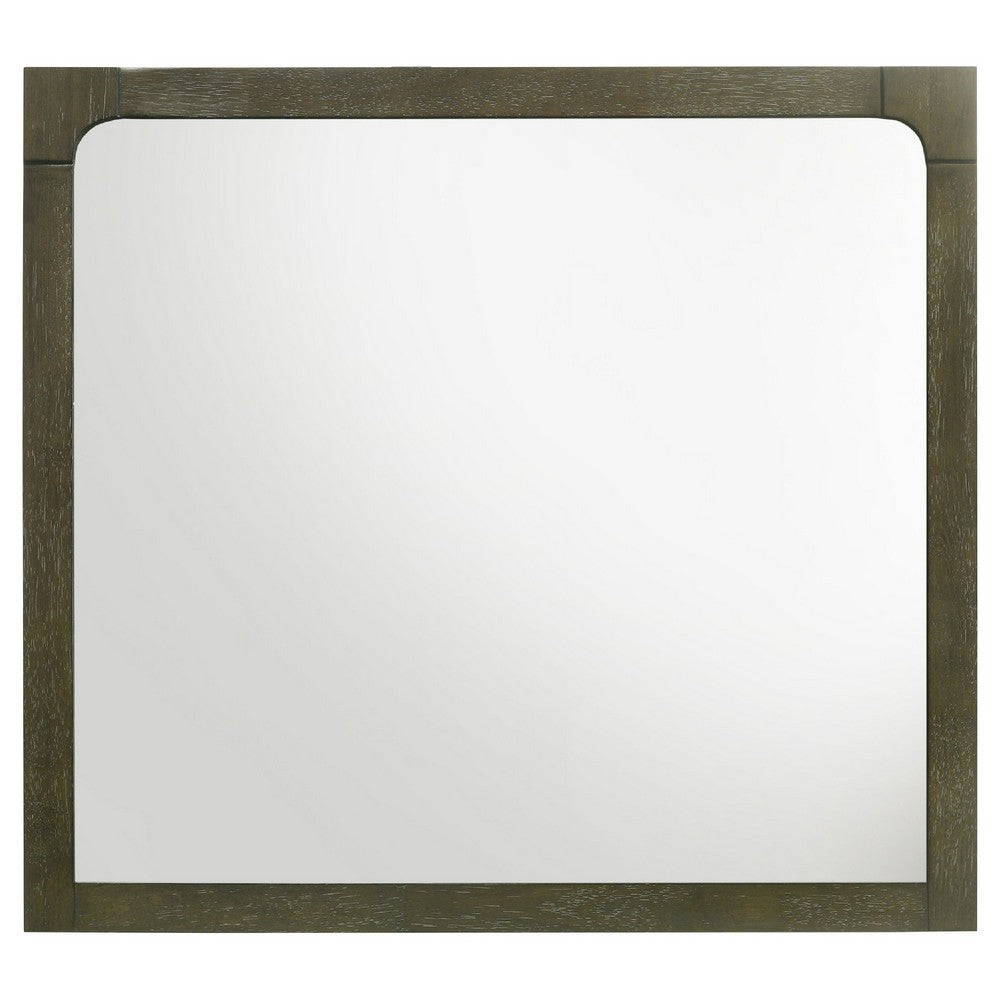 Seon Dresser Mirror, Portrait Dark Cocoa Brown Hardwood Frame, 36 Inch - BM337947