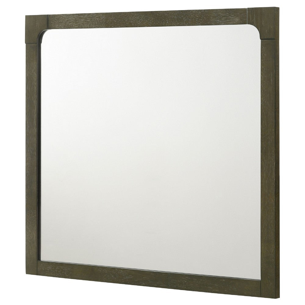 Seon Dresser Mirror, Portrait Dark Cocoa Brown Hardwood Frame, 36 Inch - BM337947