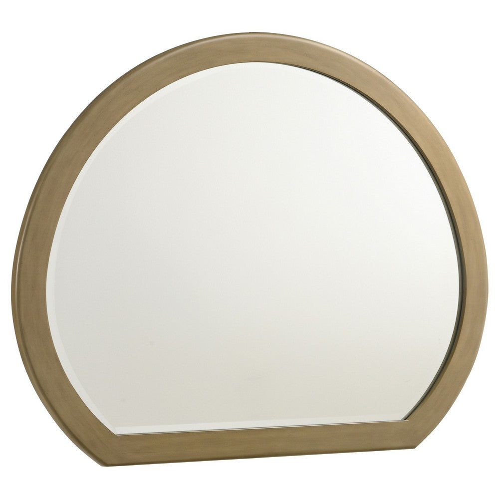 Heon Dresser Mirror, Natural Brown Wood, Subtle Rounded Shape, 38 Inch - BM337948
