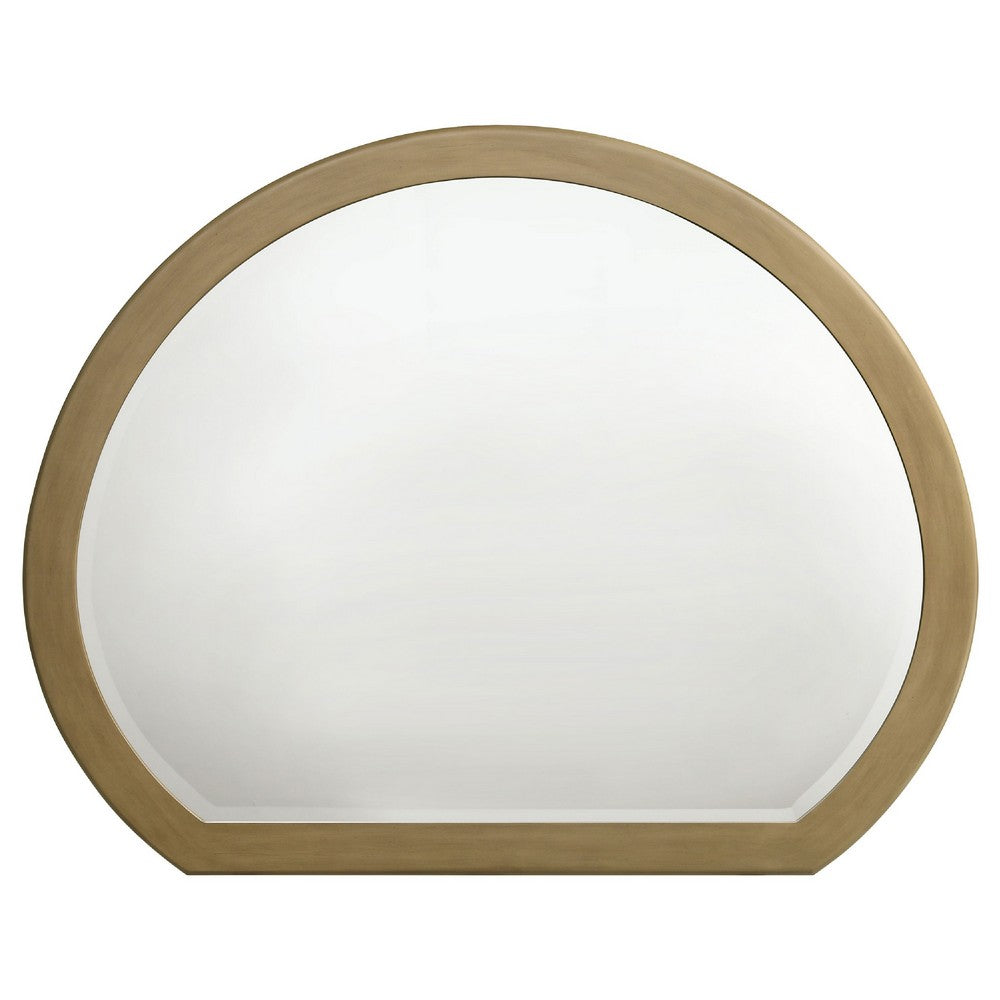 Heon Dresser Mirror, Natural Brown Wood, Subtle Rounded Shape, 38 Inch - BM337948