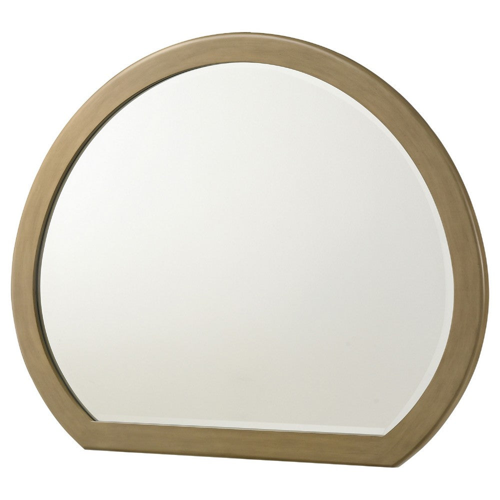 Heon Dresser Mirror, Natural Brown Wood, Subtle Rounded Shape, 38 Inch - BM337948