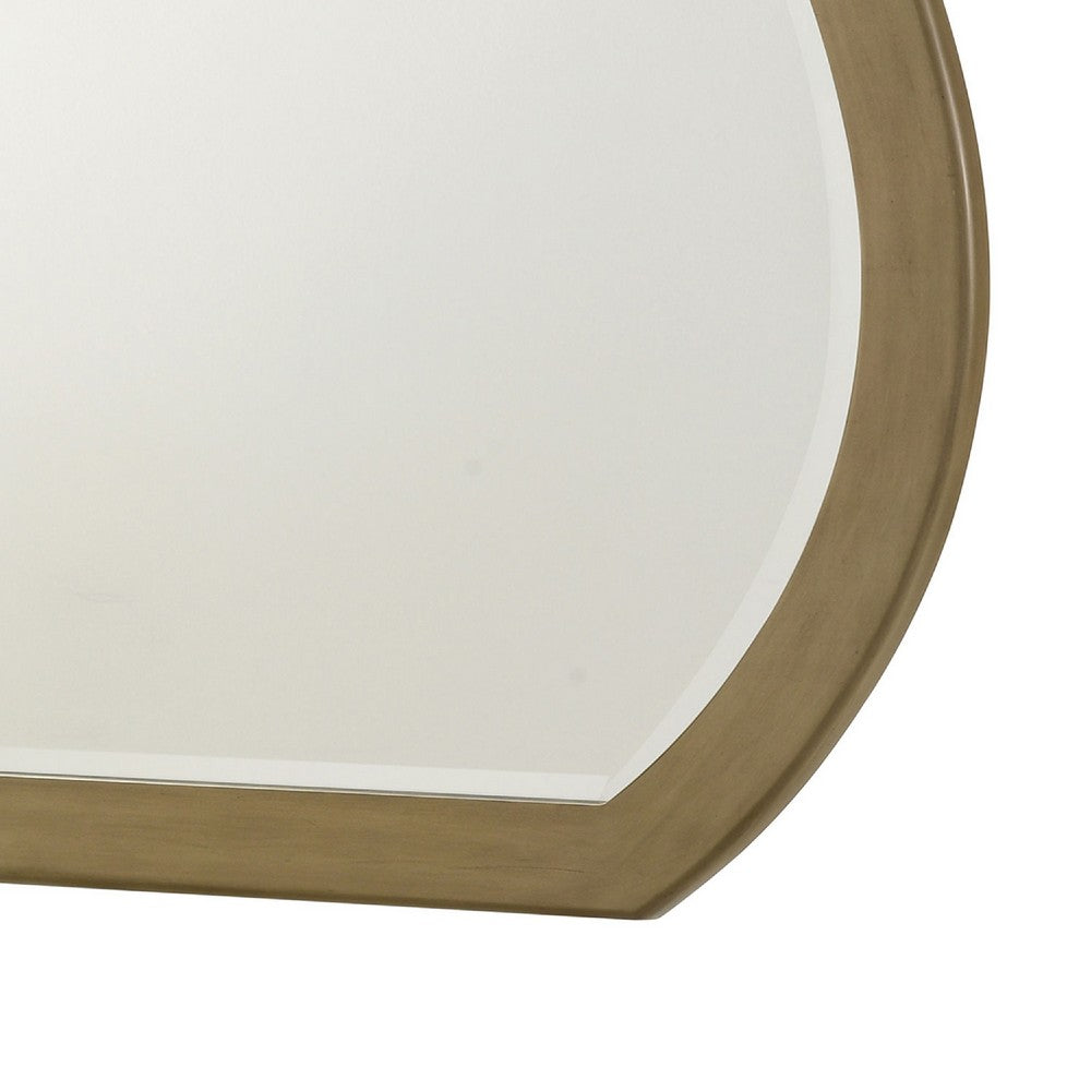 Heon Dresser Mirror, Natural Brown Wood, Subtle Rounded Shape, 38 Inch - BM337948