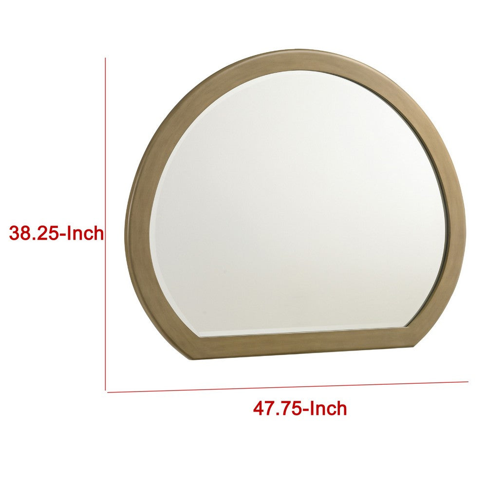 Heon Dresser Mirror, Natural Brown Wood, Subtle Rounded Shape, 38 Inch - BM337948