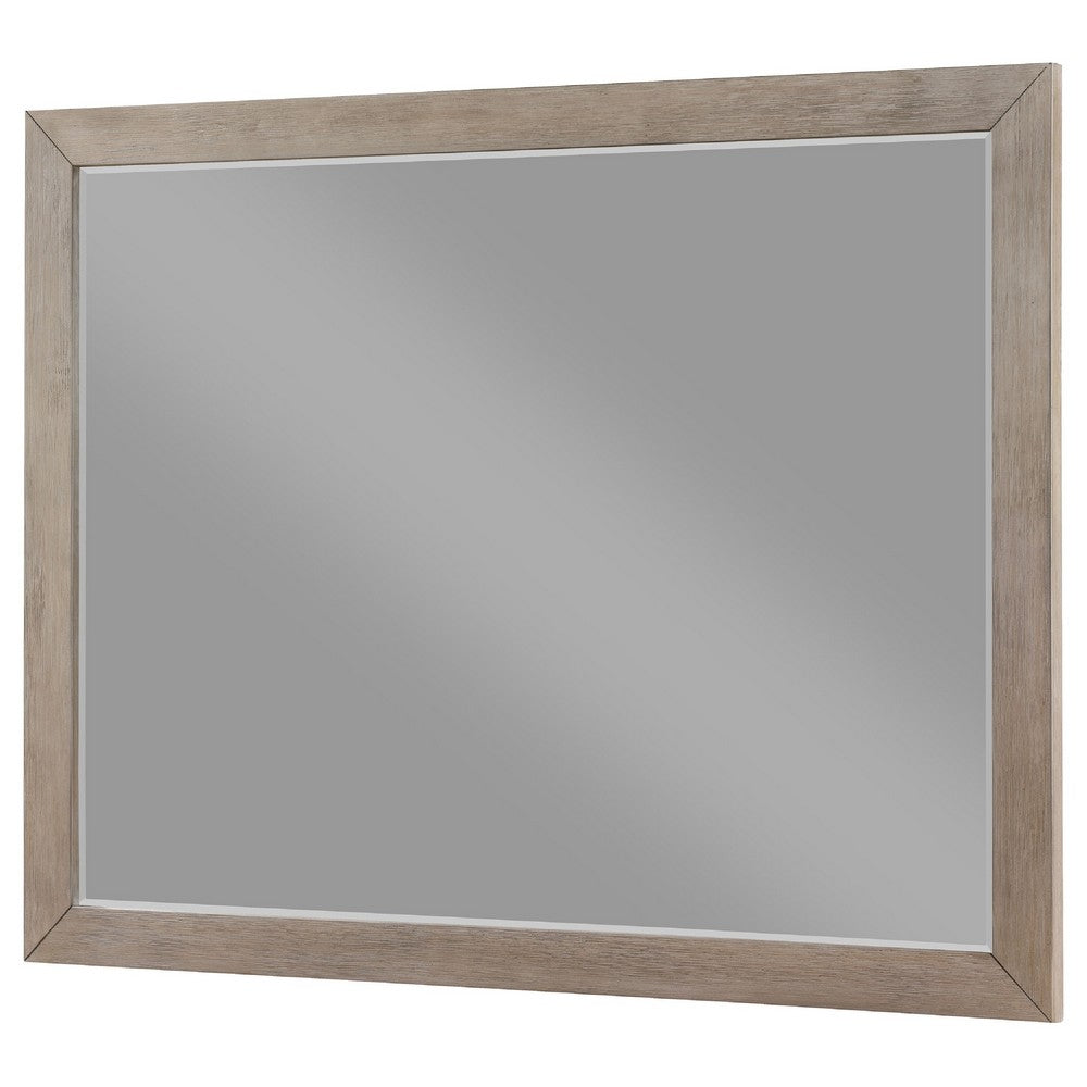 Keno Dresser Mirror, Sturdy Barley Brown Wood Frame, 33 Inch - BM337949