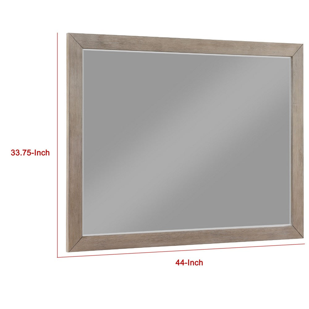 Keno Dresser Mirror, Sturdy Barley Brown Wood Frame, 33 Inch - BM337949