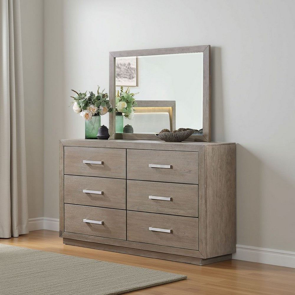 Keno Dresser Mirror, Sturdy Barley Brown Wood Frame, 33 Inch - BM337949
