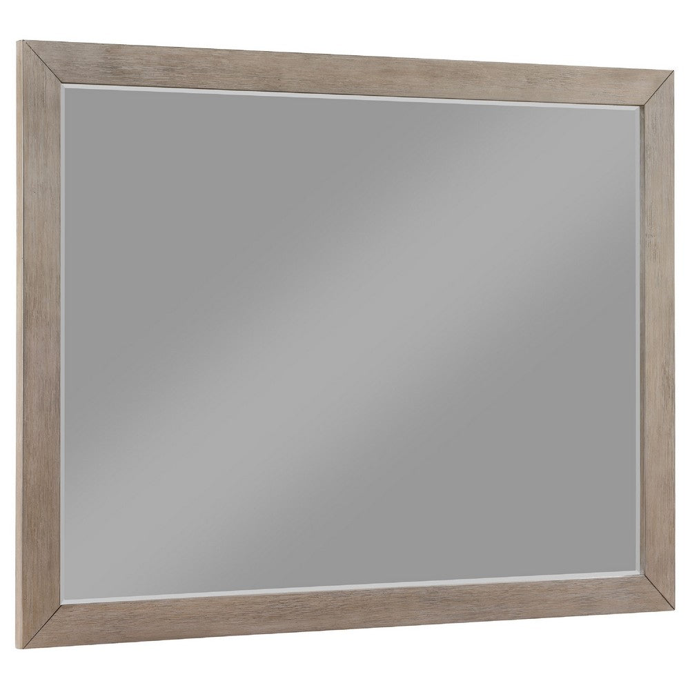 Keno Dresser Mirror, Sturdy Barley Brown Wood Frame, 33 Inch - BM337949