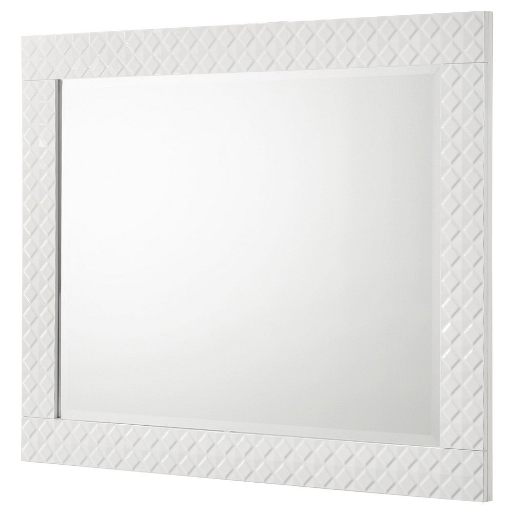 Ivon Dresser Mirror, White High Gloss Finish, Rectangular 37 Inch - BM337950