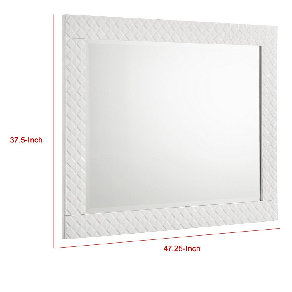 Ivon Dresser Mirror, White High Gloss Finish, Rectangular 37 Inch - BM337950