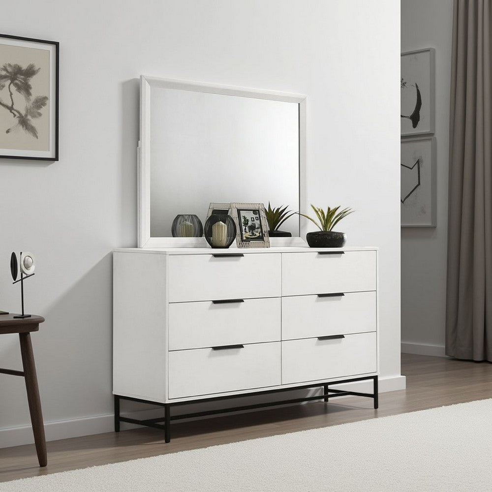Ivon Dresser Mirror, White High Gloss Finish, Rectangular 37 Inch - BM337950