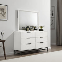 Ivon Dresser Mirror, White High Gloss Finish, Rectangular 37 Inch - BM337950