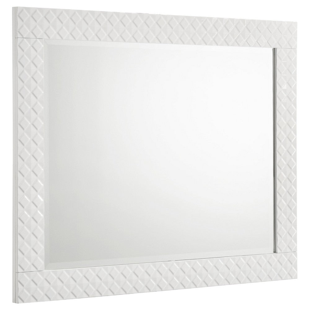 Ivon Dresser Mirror, White High Gloss Finish, Rectangular 37 Inch - BM337950