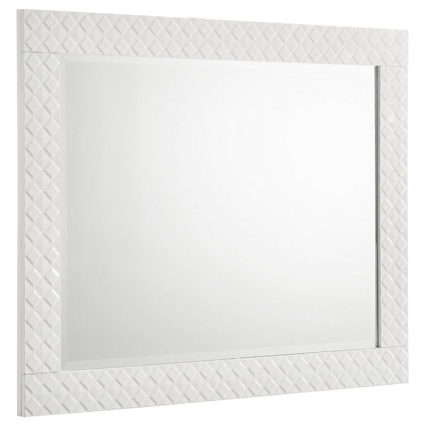 Ivon Dresser Mirror, White High Gloss Finish, Rectangular 37 Inch - BM337950