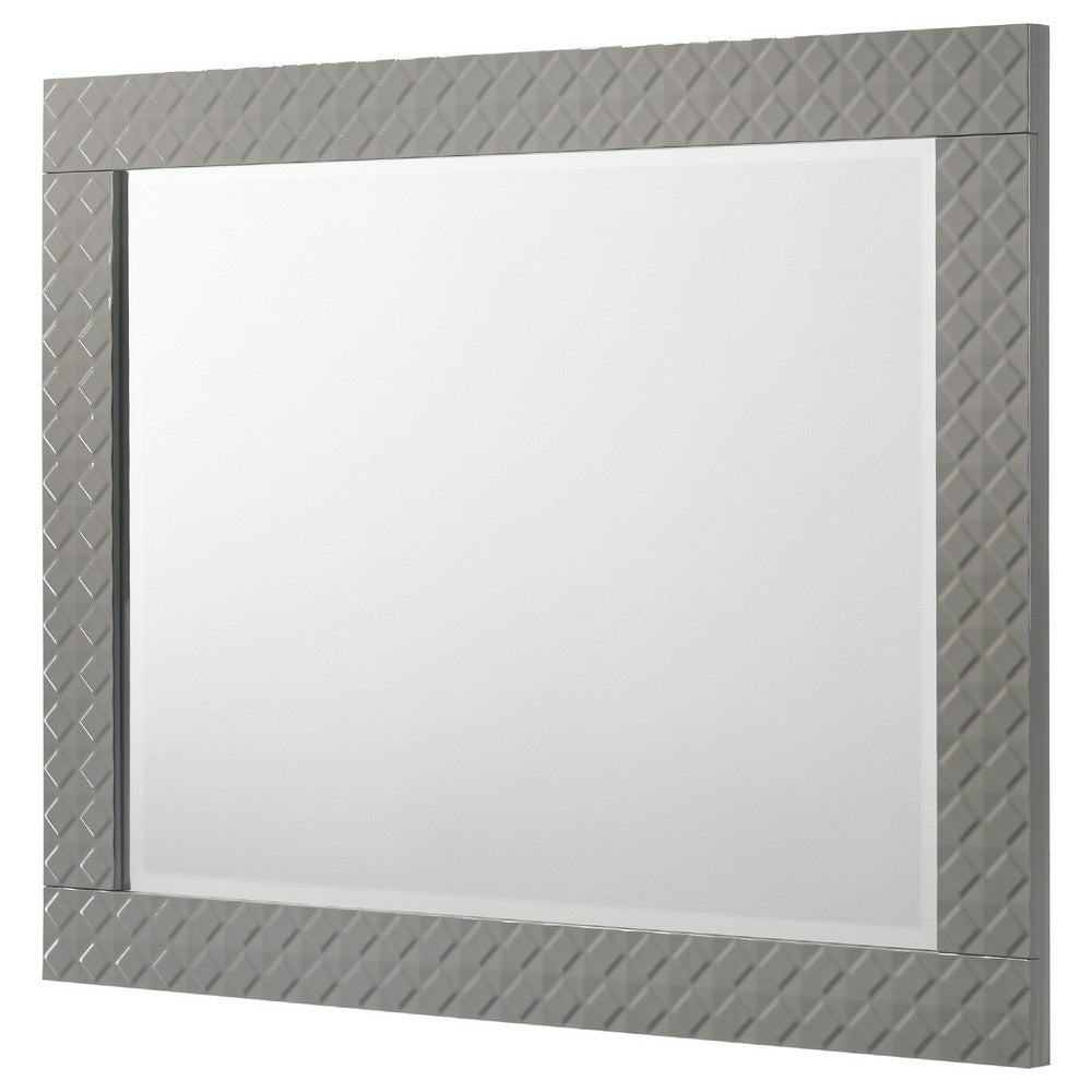 Ivon Dresser Mirror, Gray High Gloss Finish, Rectangular 37 Inch - BM337951
