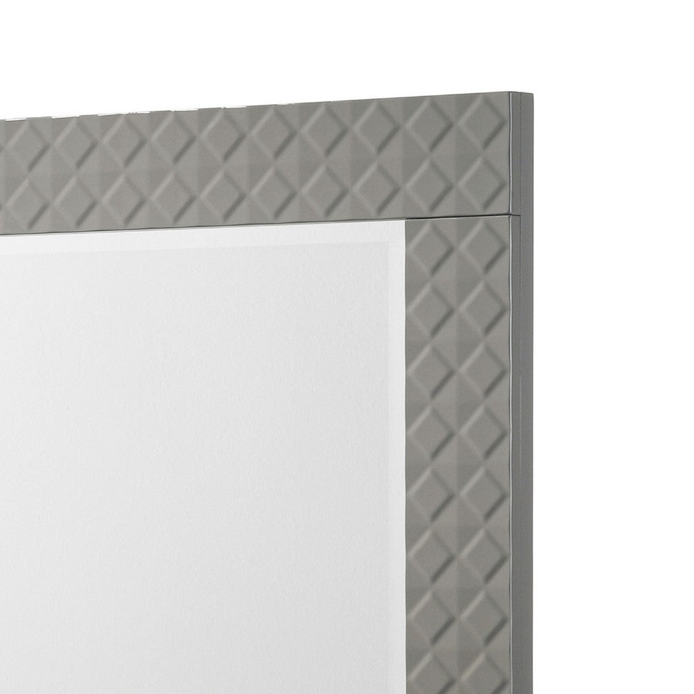 Ivon Dresser Mirror, Gray High Gloss Finish, Rectangular 37 Inch - BM337951