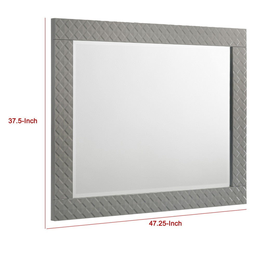 Ivon Dresser Mirror, Gray High Gloss Finish, Rectangular 37 Inch - BM337951