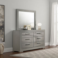 Ivon Dresser Mirror, Gray High Gloss Finish, Rectangular 37 Inch - BM337951