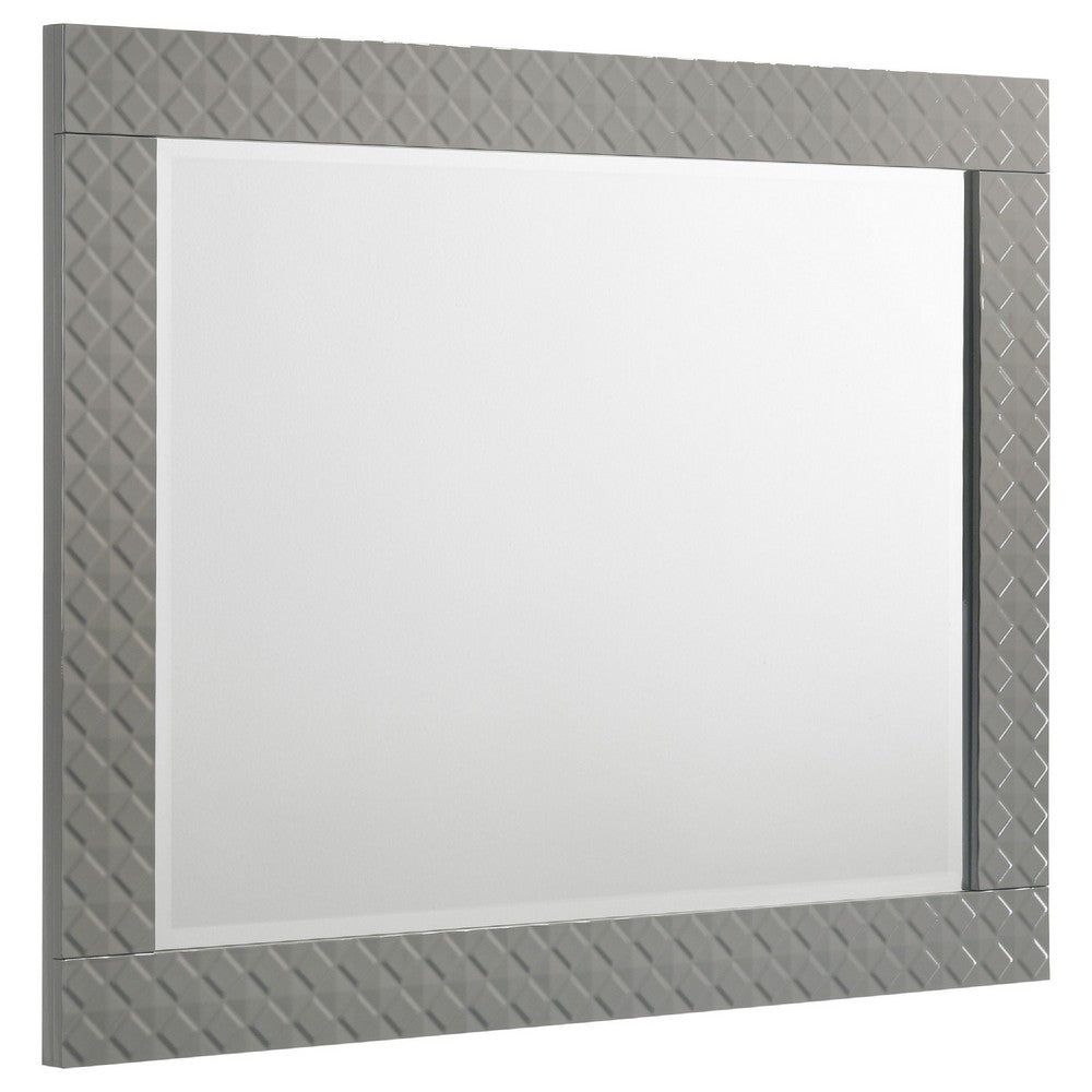 Ivon Dresser Mirror, Gray High Gloss Finish, Rectangular 37 Inch - BM337951