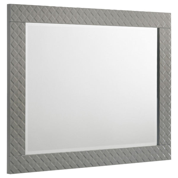Ivon Dresser Mirror, Gray High Gloss Finish, Rectangular 37 Inch - BM337951
