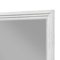 Leva Dresser Mirror, Distressed White Wood, Beveled Glass, 38 Inch - BM337952