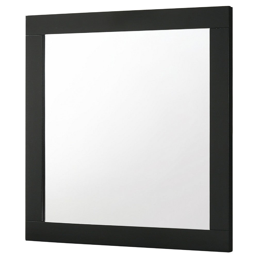 Caer Dresser Mirror, Rectangular Classic Black Asian Hardwood 35 Inch - BM337956