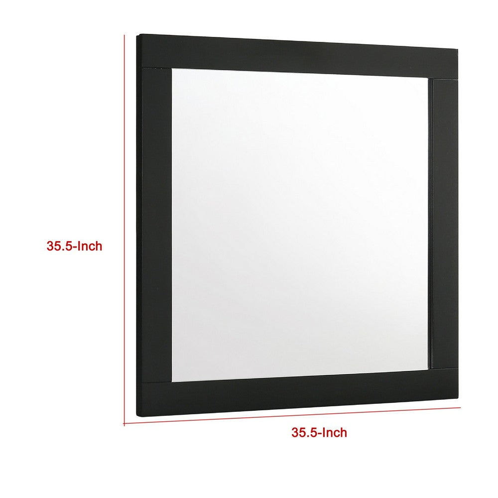 Caer Dresser Mirror, Rectangular Classic Black Asian Hardwood 35 Inch - BM337956