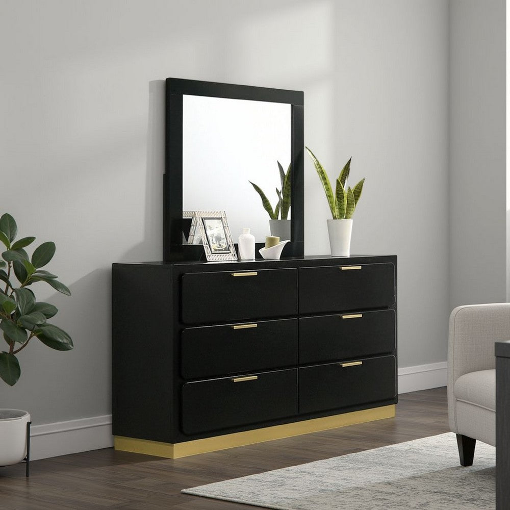 Caer Dresser Mirror, Rectangular Classic Black Asian Hardwood 35 Inch - BM337956