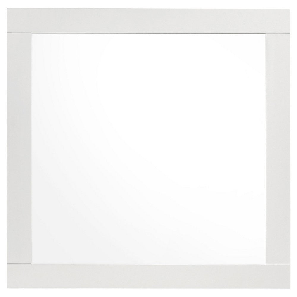 Caer Dresser Mirror, White Wood Frame with Beveled Glass, 35 Inch - BM337957