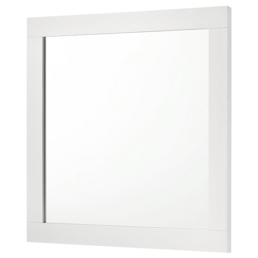Caer Dresser Mirror, White Wood Frame with Beveled Glass, 35 Inch - BM337957