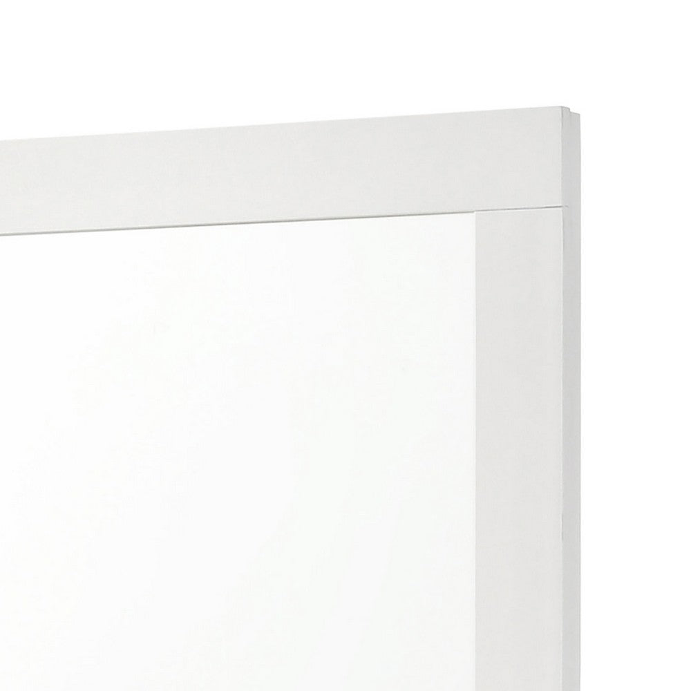 Caer Dresser Mirror, White Wood Frame with Beveled Glass, 35 Inch - BM337957