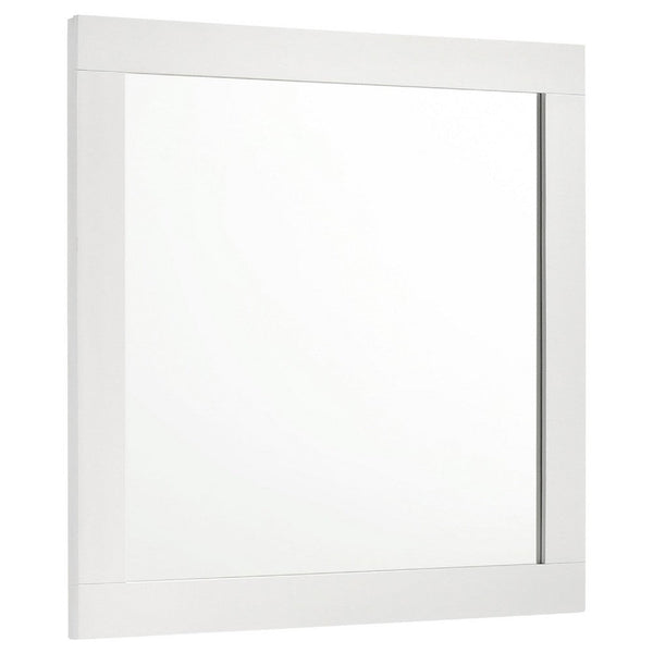 Caer Dresser Mirror, White Wood Frame with Beveled Glass, 35 Inch - BM337957