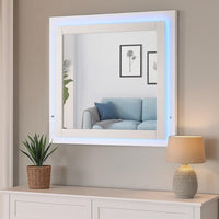 Sok LED Dresser Mirror, White High Gloss Finish, Rectangular 37 Inch - BM337958