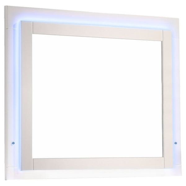 Sok LED Dresser Mirror, White High Gloss Finish, Rectangular 37 Inch - BM337958