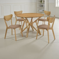 Evans 5pc Dining Table 4 Chair Set, Angled Base, Light Walnut Brown