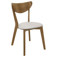 Kosy 5pc Dining Table n 4 Chair Set, Chestnut Brown, Tan Faux Leather