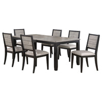 Elina 7pc Extendable Dining Table with 6 Chairs, Farmhouse Gray, Black