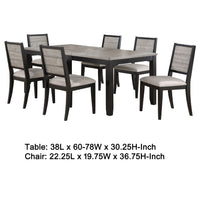 Elina 7pc Extendable Dining Table with 6 Chairs, Farmhouse Gray, Black