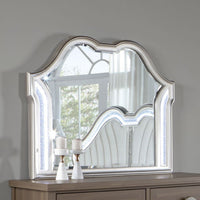 Nive Dresser Mirror, Silver Wood Frame, Double Arch Top, 40 Inch - BM338034