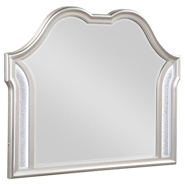 Nive Dresser Mirror, Silver Wood Frame, Double Arch Top, 40 Inch - BM338034