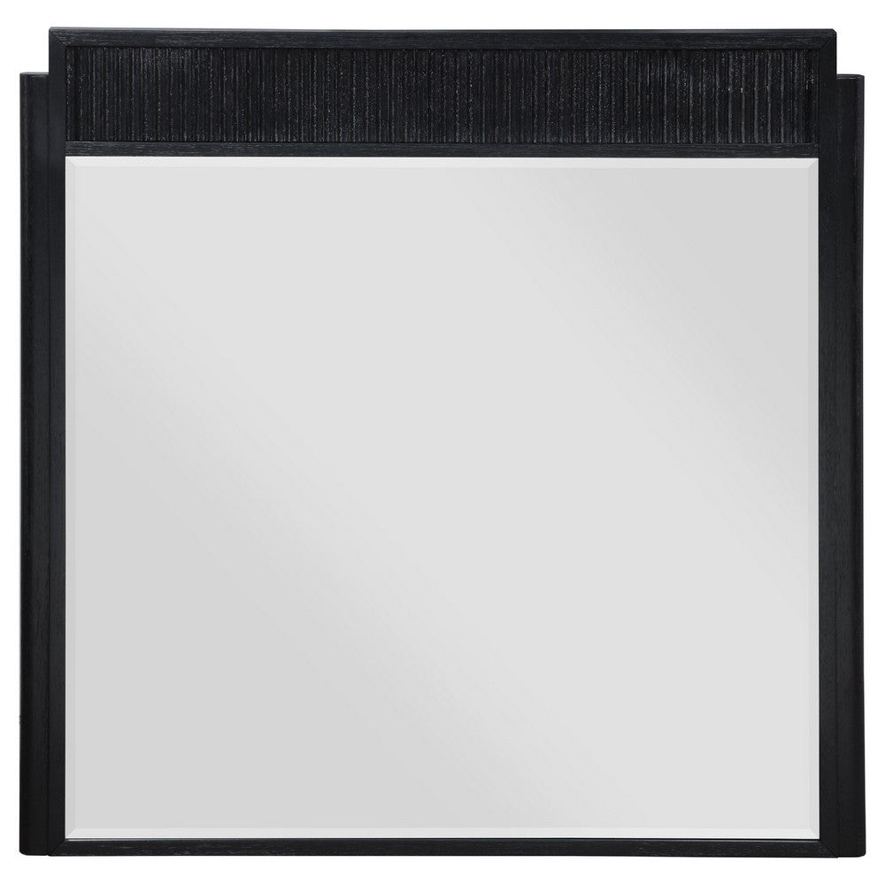 Jack Dresser Mirror, Black Wood, Molded Frame Design, 36 Inch - BM338035