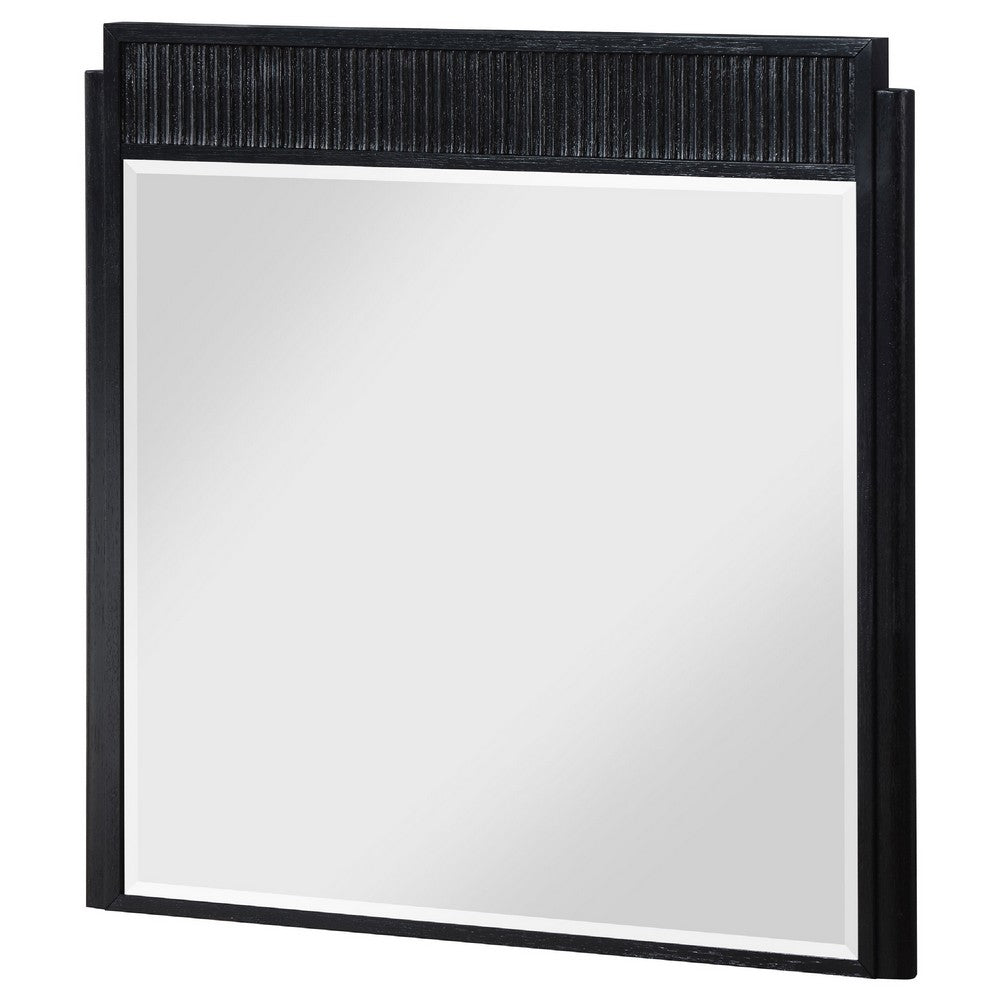 Jack Dresser Mirror, Black Wood, Molded Frame Design, 36 Inch - BM338035